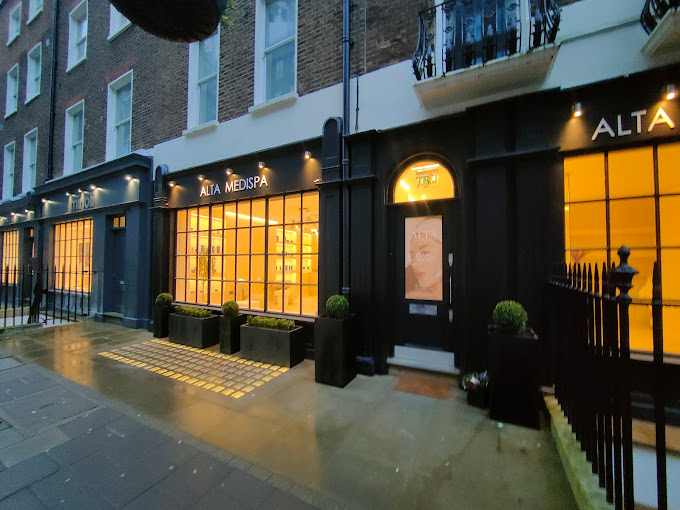 Alta Medispa townhouse facade at dusk